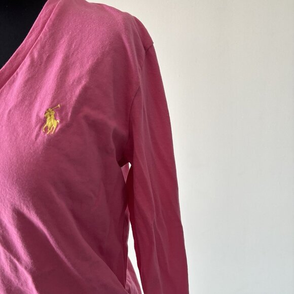 Ralph Lauren Sport Womens Babydoll Long Sleeve Top Size Medium Pink Preppy Y2K - Picture 5 of 11